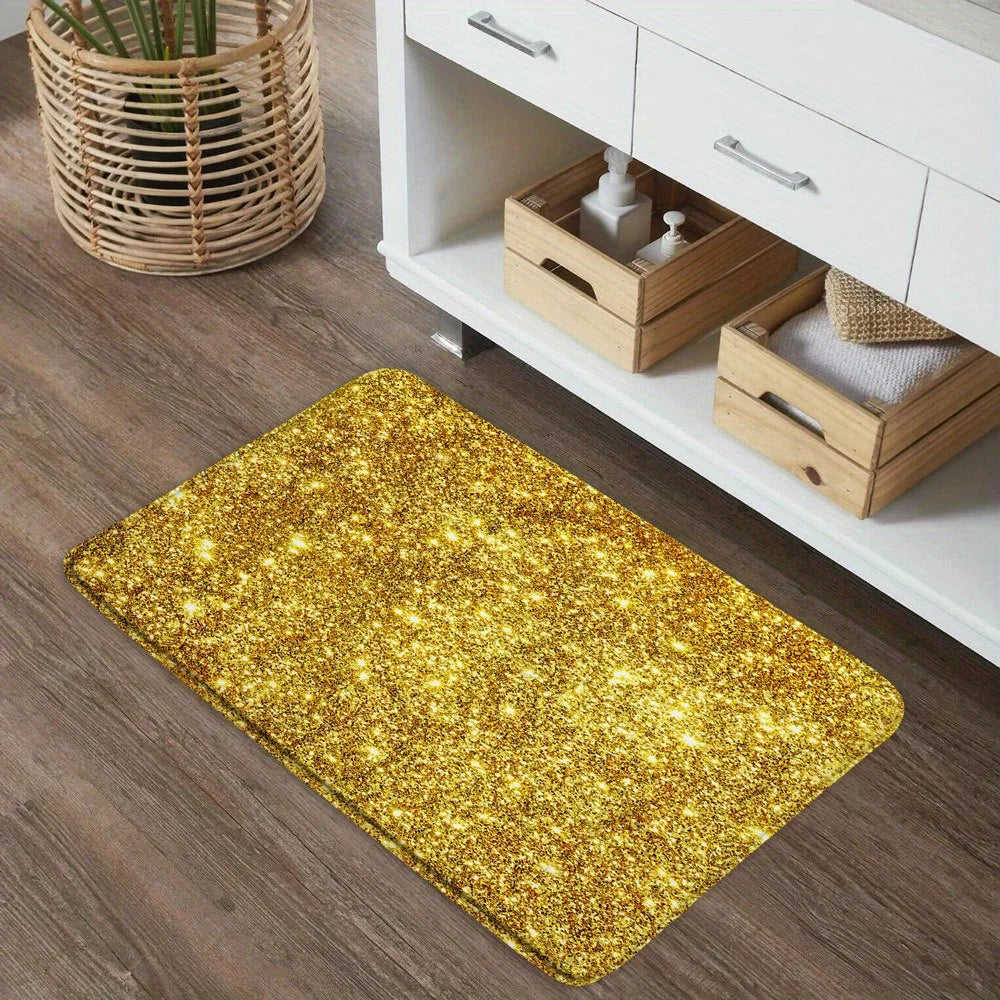Tapis de bain pailleté or 