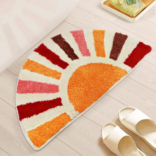 Tapis de bain épais demi lune coloré