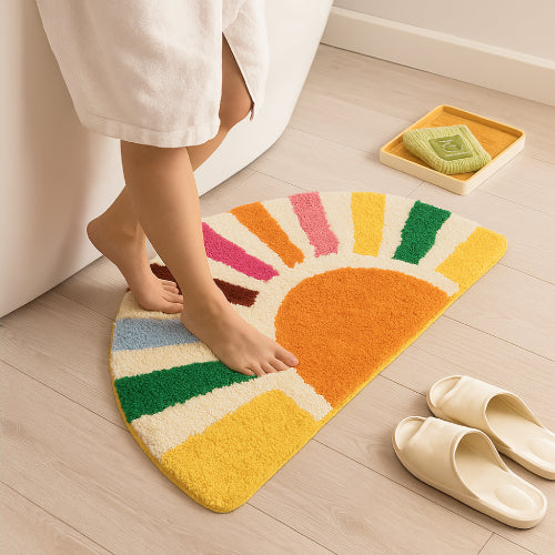 Tapis de bain épais demi lune multicolore 