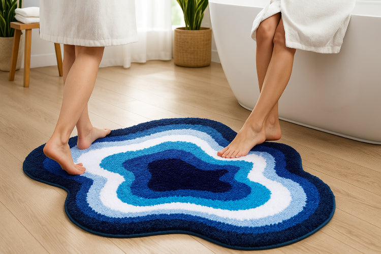 Tapis de bain épais demi lune pieds