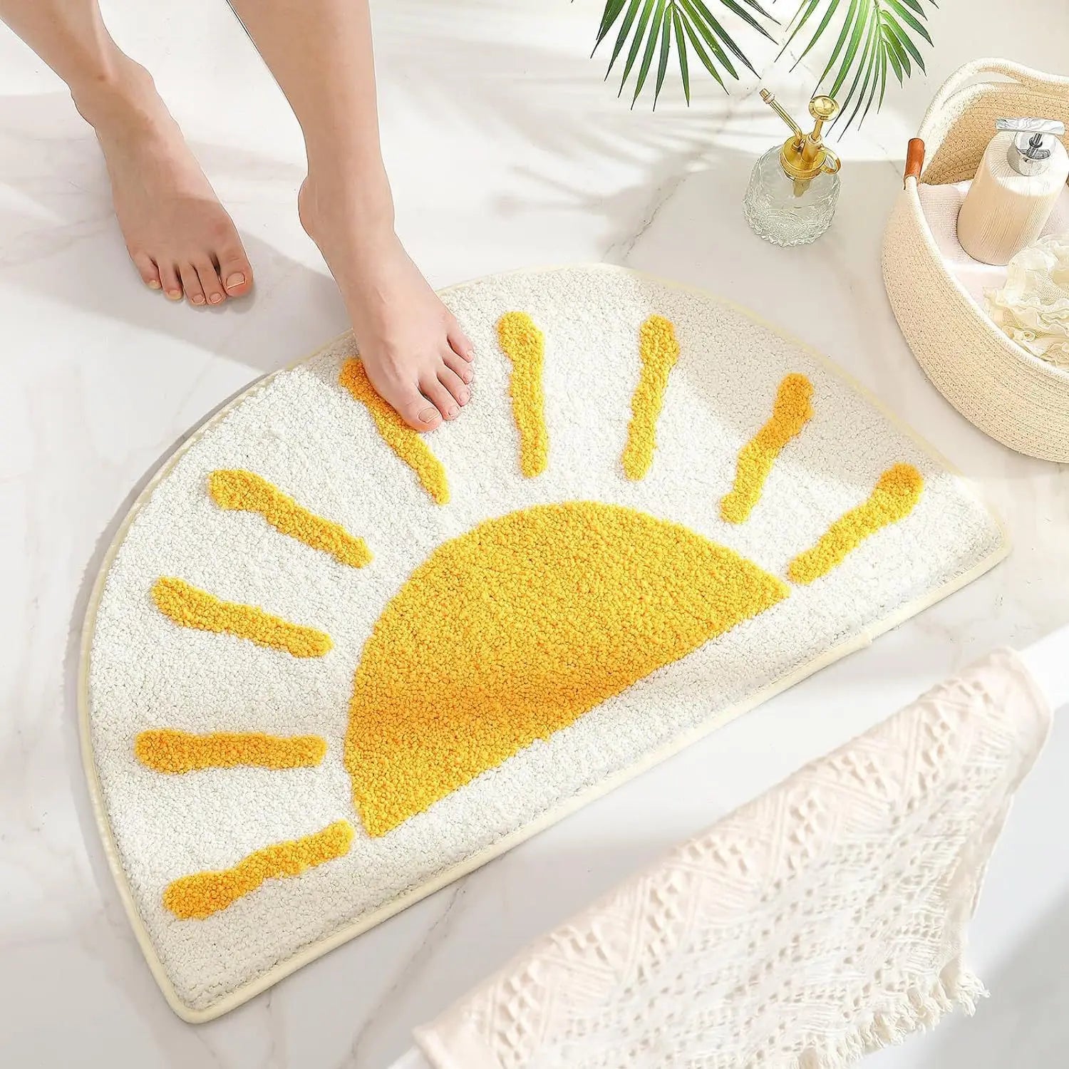 Tapis de bain épais demi lune soleil pied