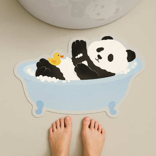 Tapis de bain panda baignoire bleu 