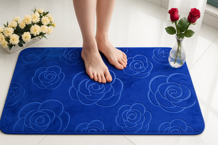 Tapis de bain parme bleu marine 