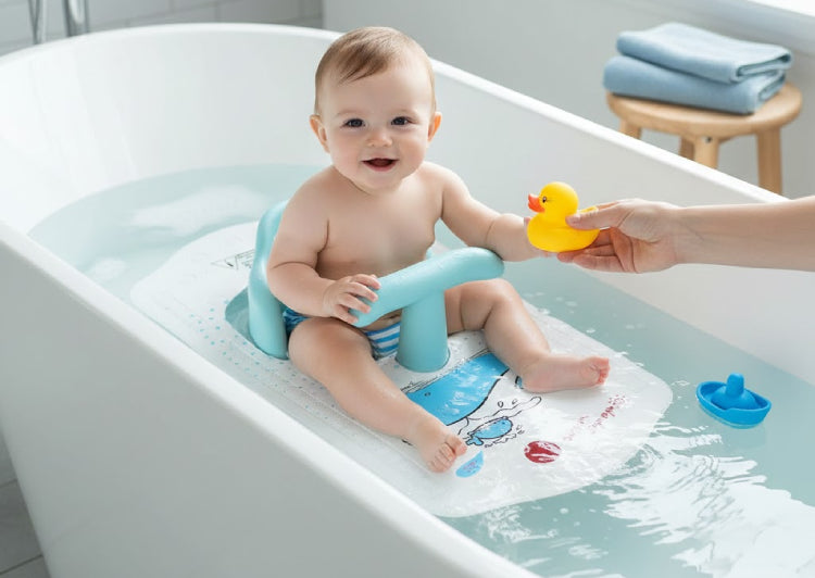 Tapis de bain pour bébé avec siège de douche pour bébé  sourire 