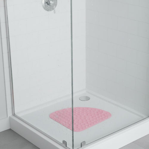 Tapis de bain pour baignoire d'angle rose vitre 