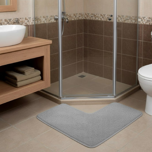 Tapis de bain pour douche d'angle gris vitre 