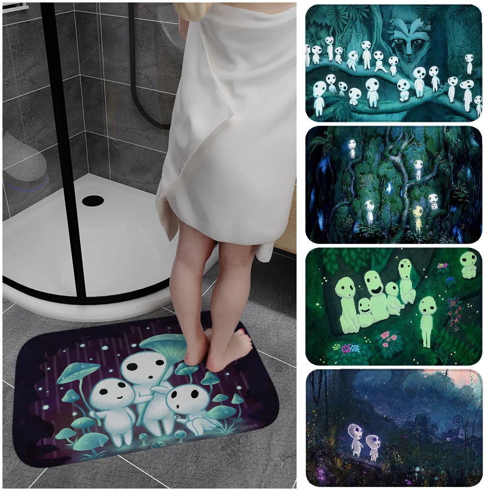 Tapis de bain rectangulaire antidérapant Kodama Princesse Mononoké