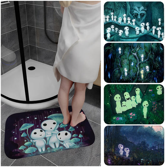 Tapis de bain rectangulaire antidérapant Kodama Princesse Mononoké
