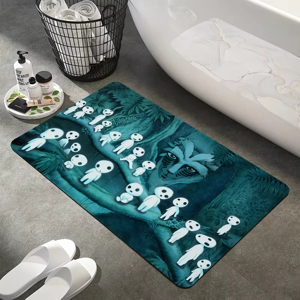 Tapis de bain rectangulaire antidérapant Kodama Princesse Mononoké   gel douche 
