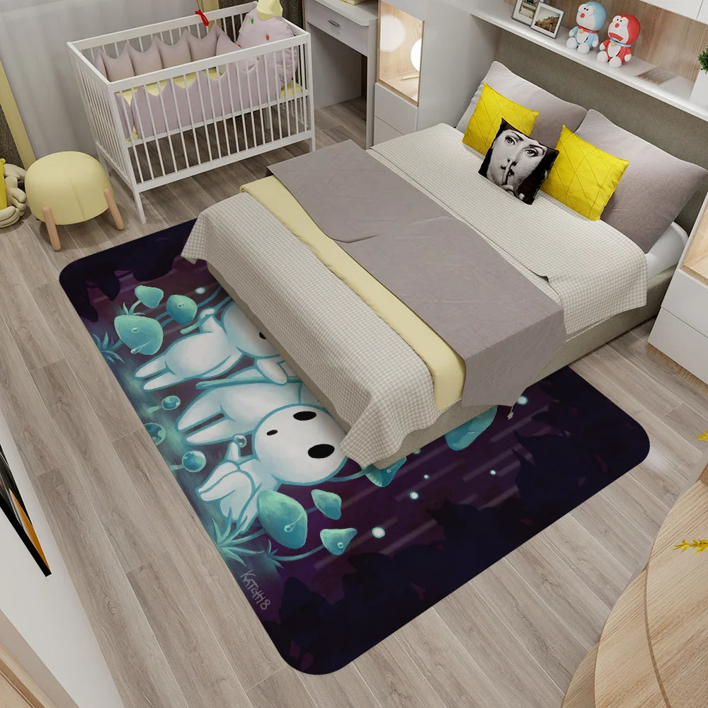 Tapis de bain rectangulaire antidérapant Kodama Princesse Mononoké lit 