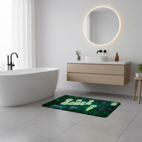 Tapis de bain rectangulaire antidérapant Kodama Princesse Mononoké  vert lavabo 