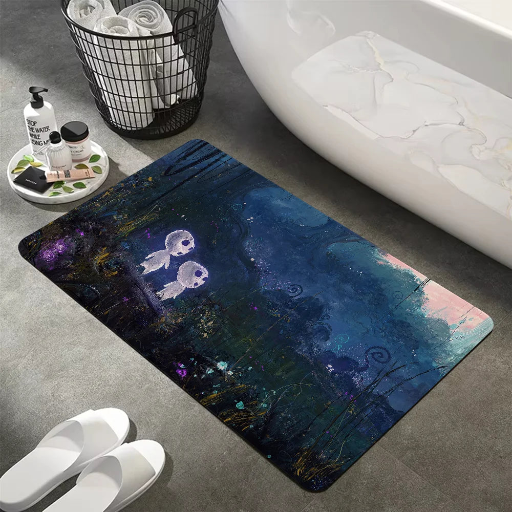 Tapis de bain rectangulaire antidérapant Kodama Princesse Mononoké   violet 
