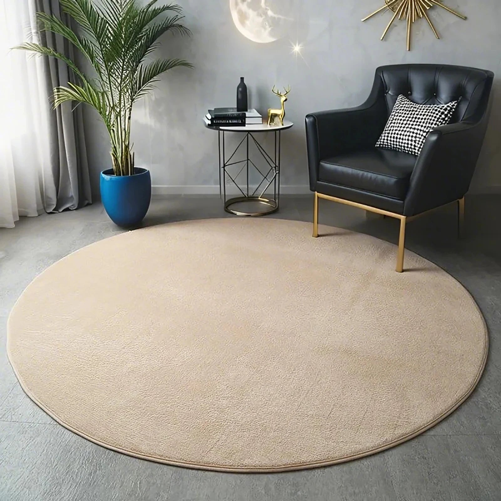 Tapis de bain rond  beige