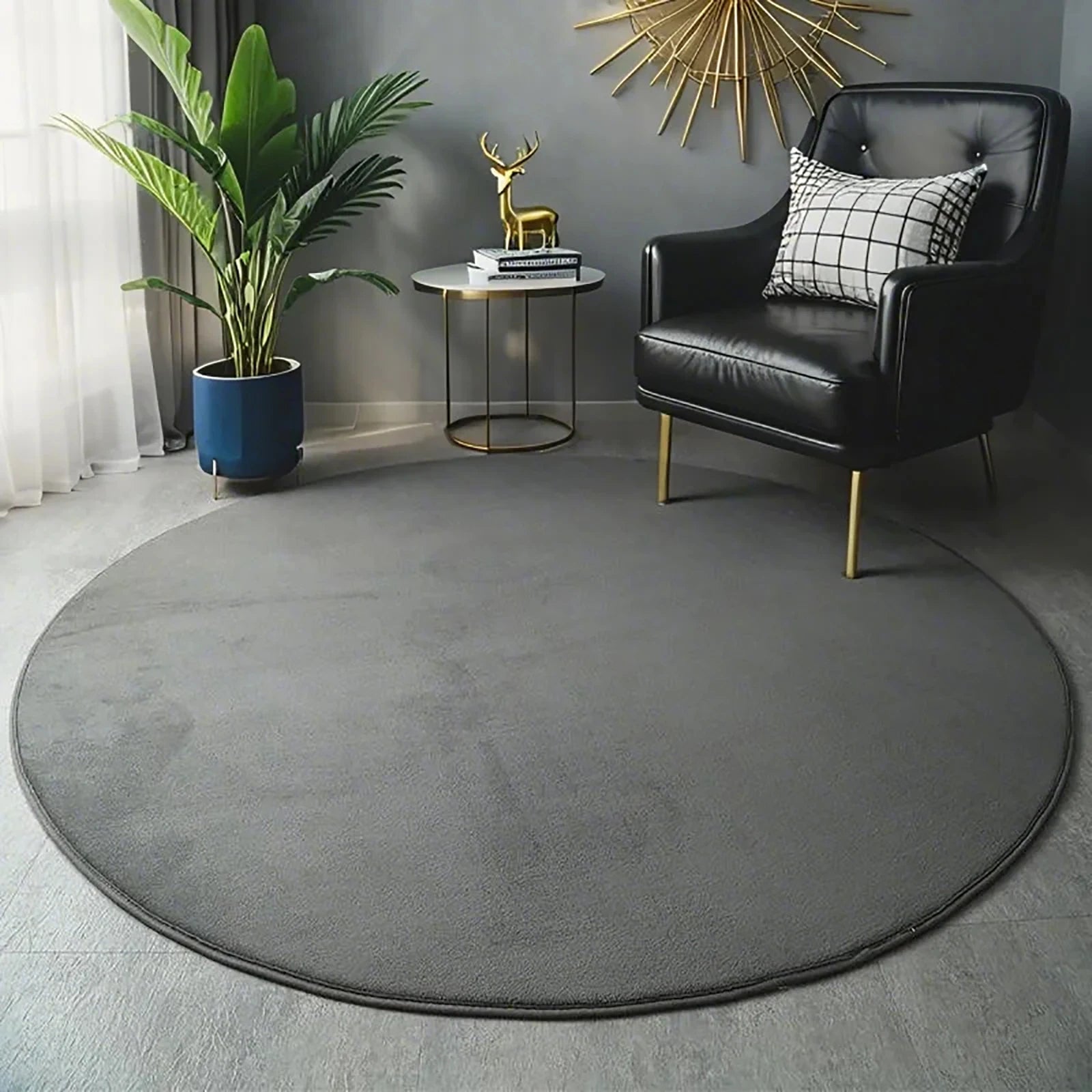 Tapis de bain rond  gris