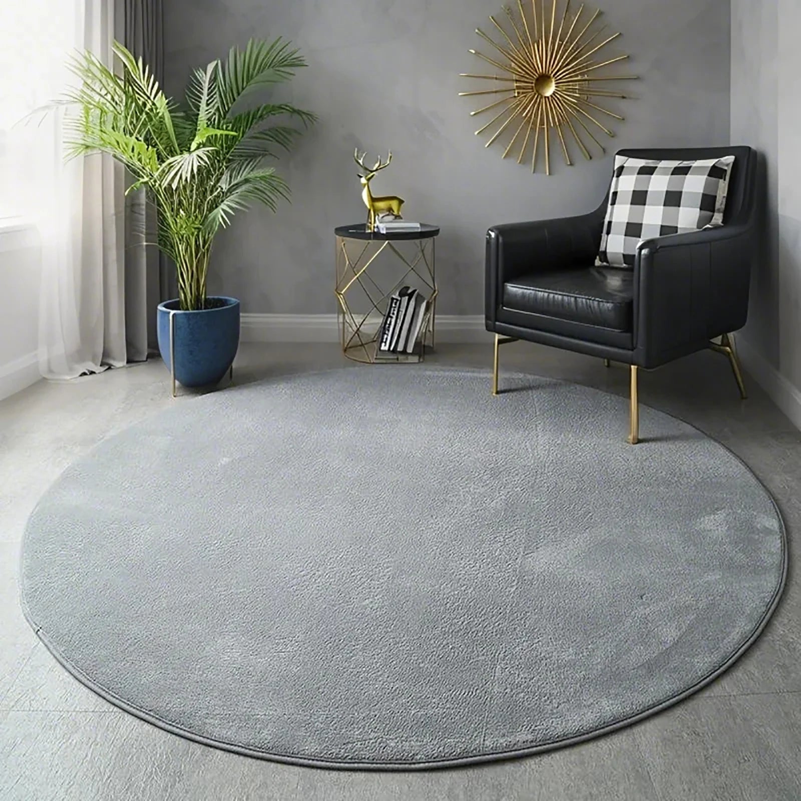 Tapis de bain rond  gris clair