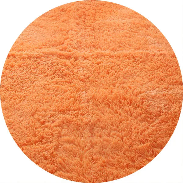 Tapis de bain rond orange peluche