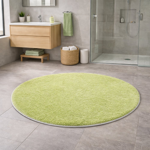 Tapis de bain rond vert anis  lavabo 