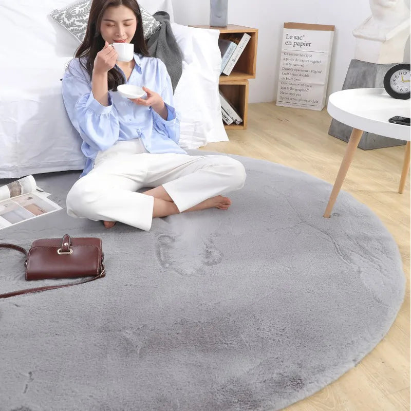 Tapis de bain rond vert anis moelleux