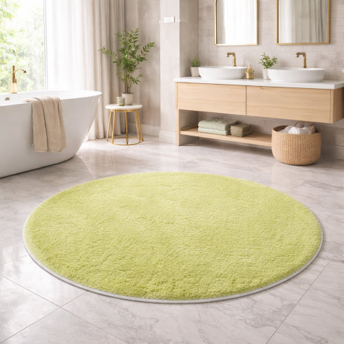Tapis de bain rond vert anis plantes 