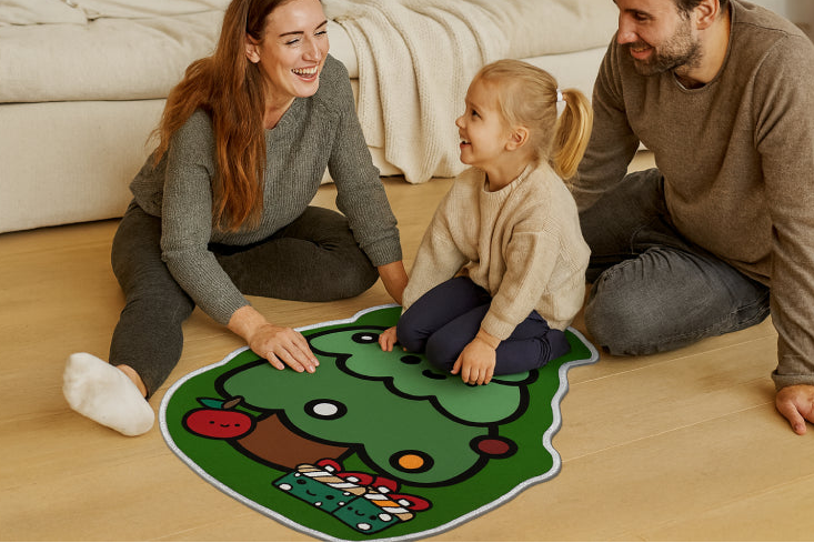 Tapis de bain sapin de noël famille 