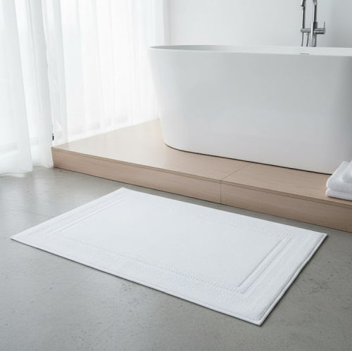 Tapis de bain scandinave sol blanc 