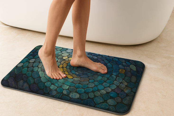 Tapis de bain spirale en galet  baignoire 
