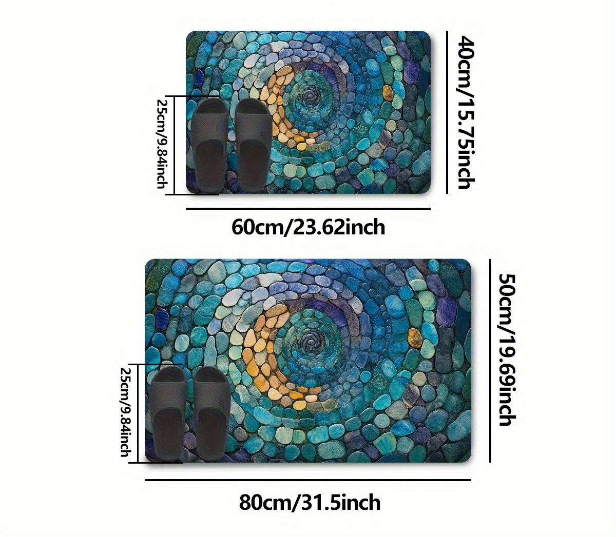 Tapis de bain spirale en galet tailles 