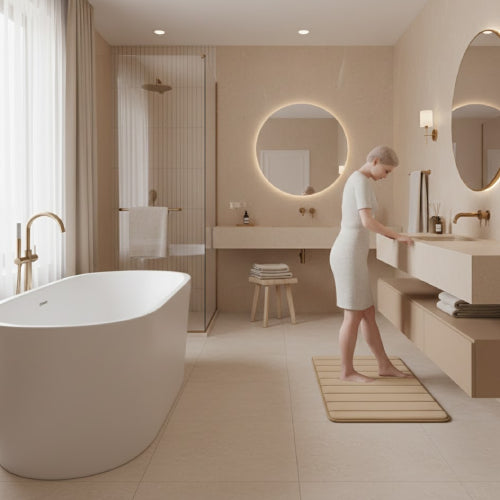 Tapis de bain super absorbant 61x119cm sol beige 