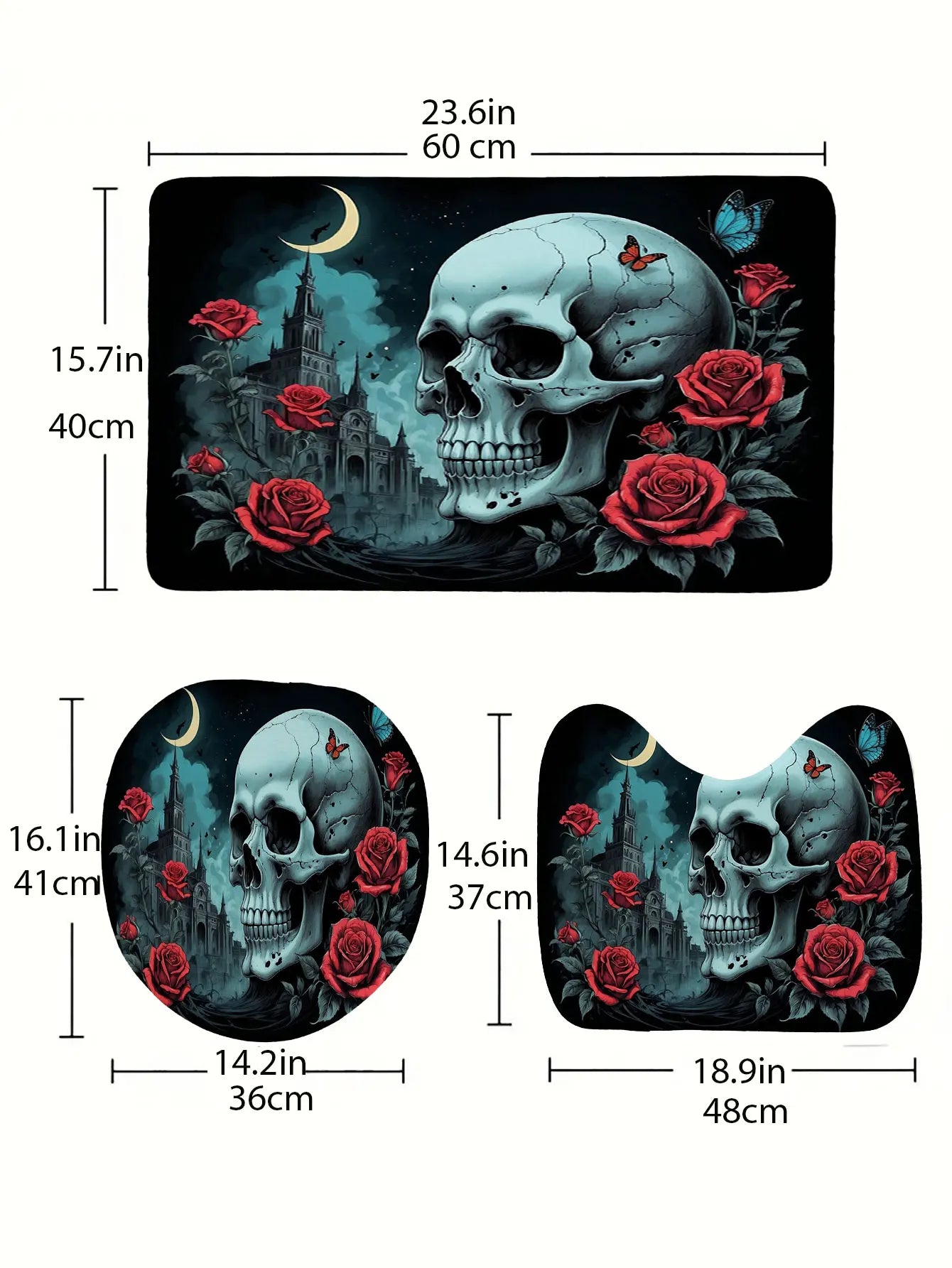 Tapis de bain tête de mort tailles