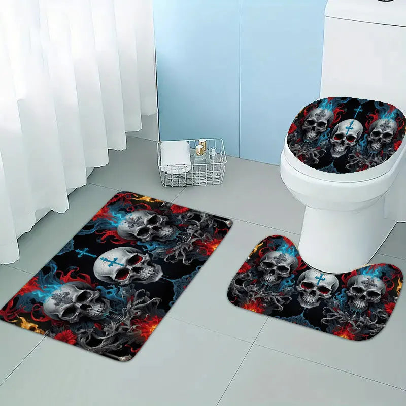 Tapis de bain tête de mort toilettes