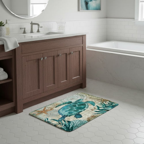 Tapis de bain tortue lavabo 