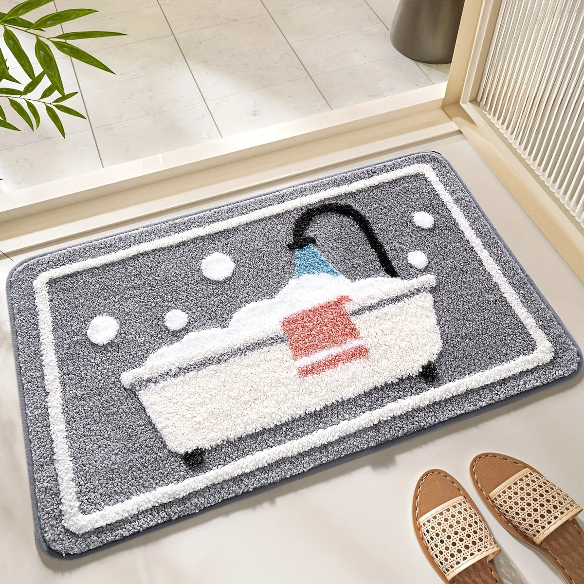 Tapis de bain tricoté antidérapant baignoire chaussures 