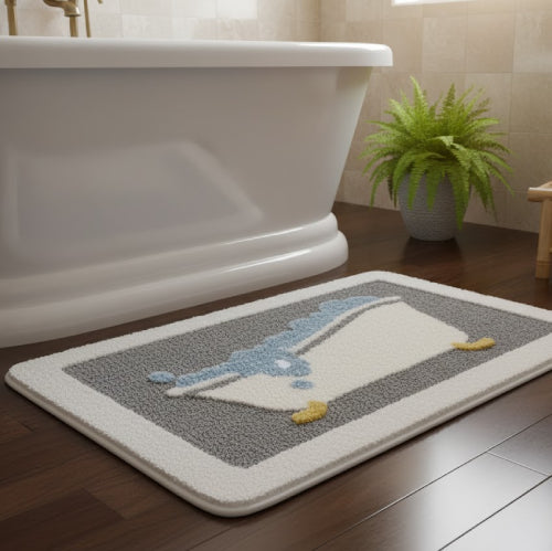 Tapis de bain tricoté antidérapant baignoire gris 