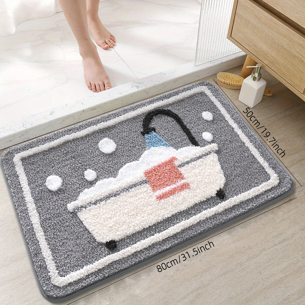 Tapis de bain tricoté antidérapant baignoire pieds 