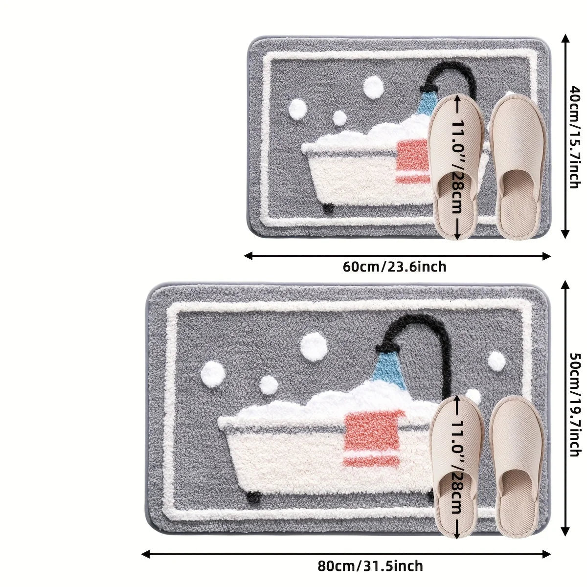 Tapis de bain tricoté antidérapant baignoire tailles 