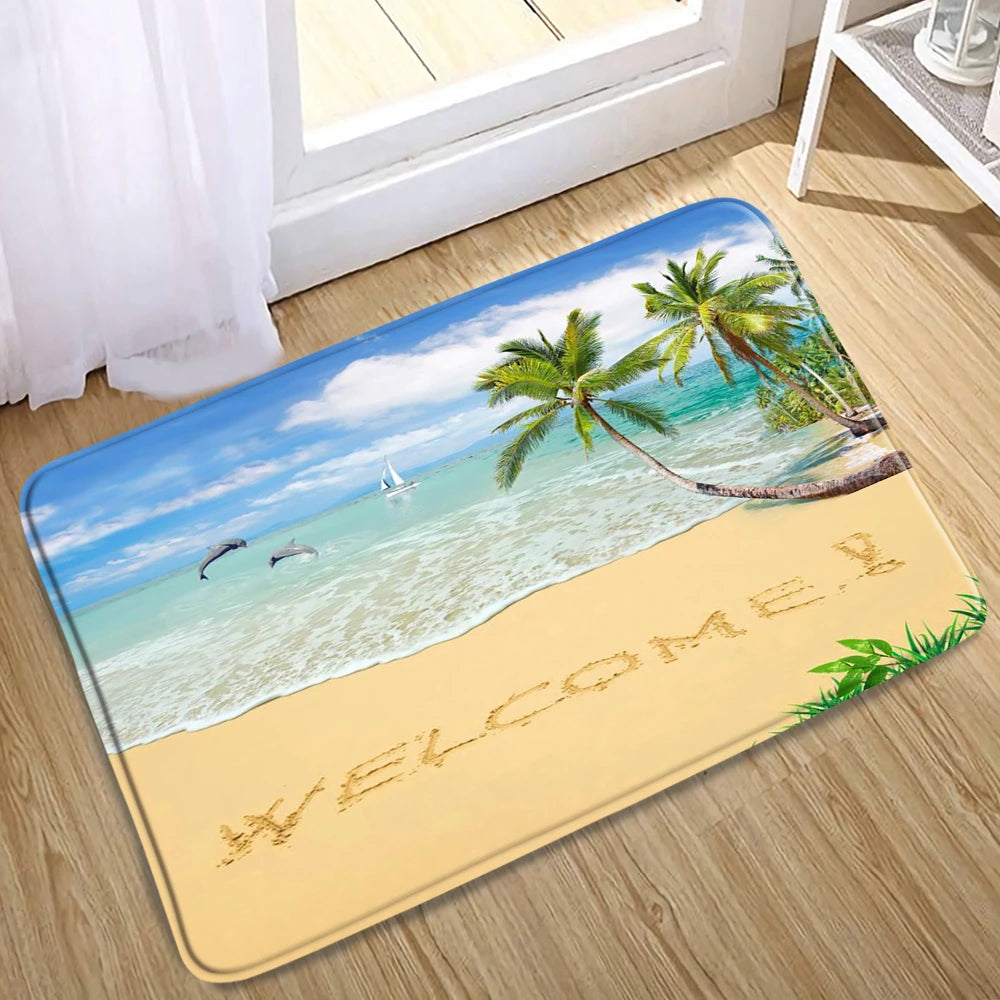 Tapis de bain tropical  Welcome