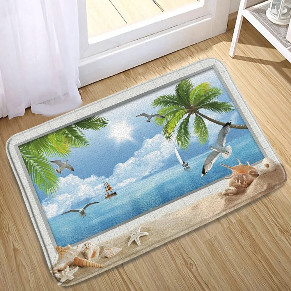 Tapis de bain tropical cadre