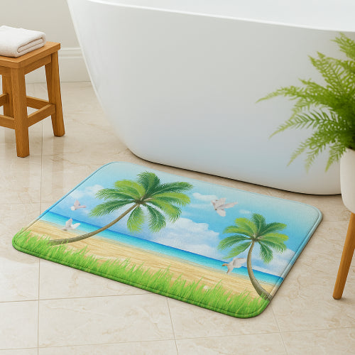 Tapis de bain tropical ciel bleu