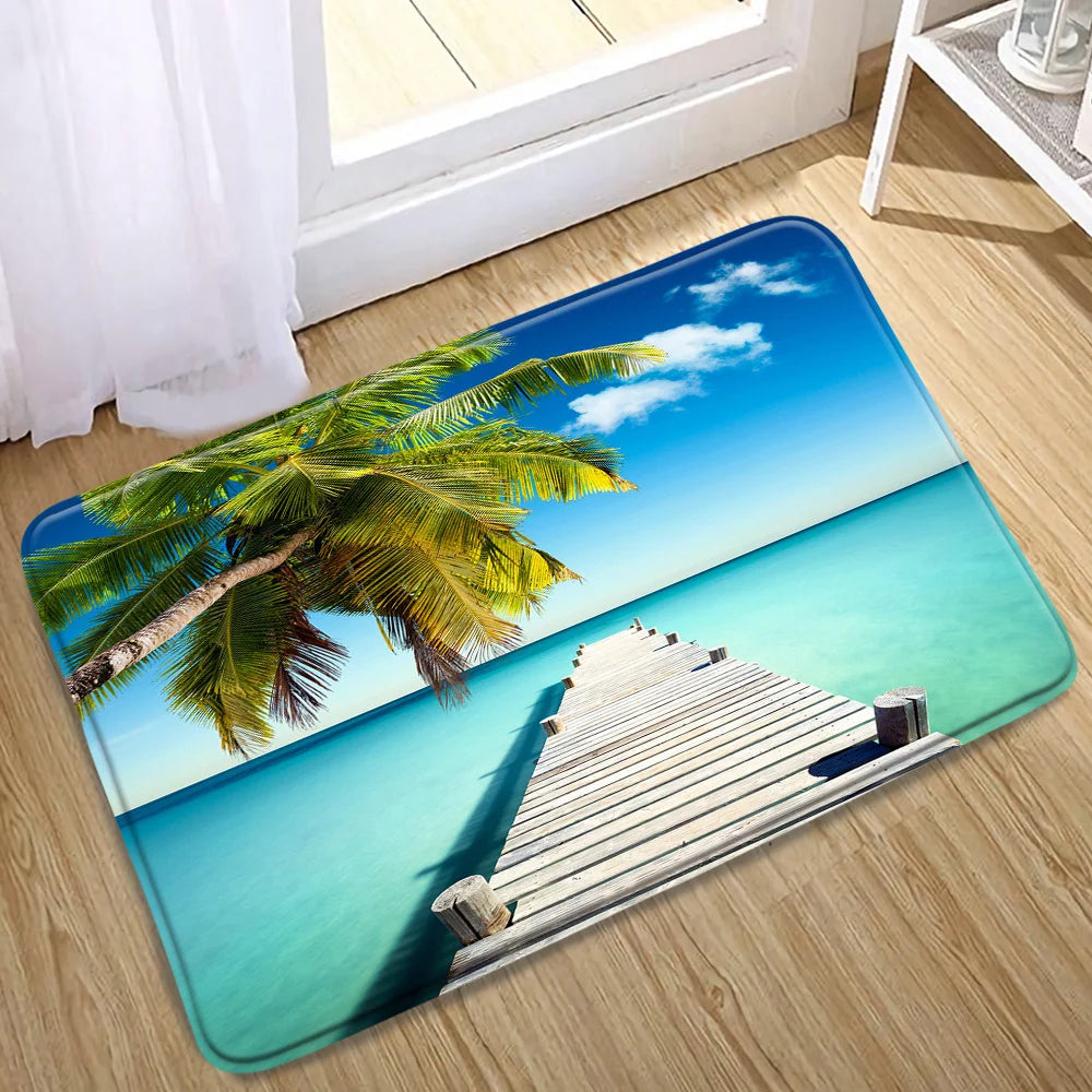 Tapis de bain tropical mer
