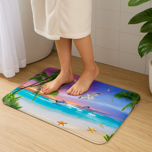 Tapis de bain tropical pieds 