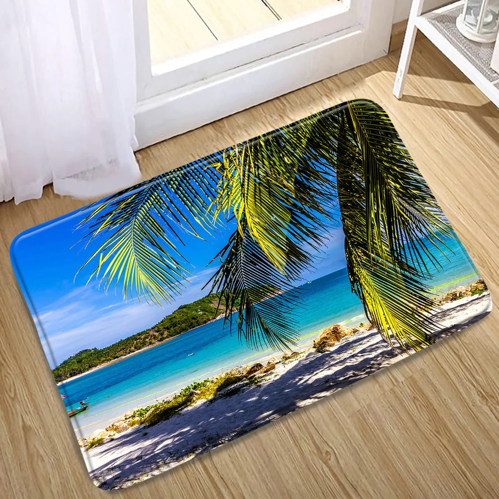 Tapis de bain tropical plante