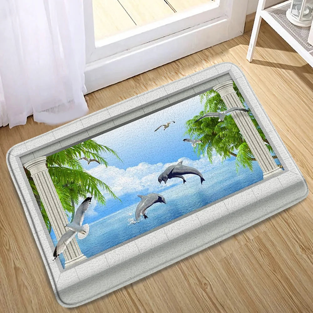 Tapis de bain tropical poteau