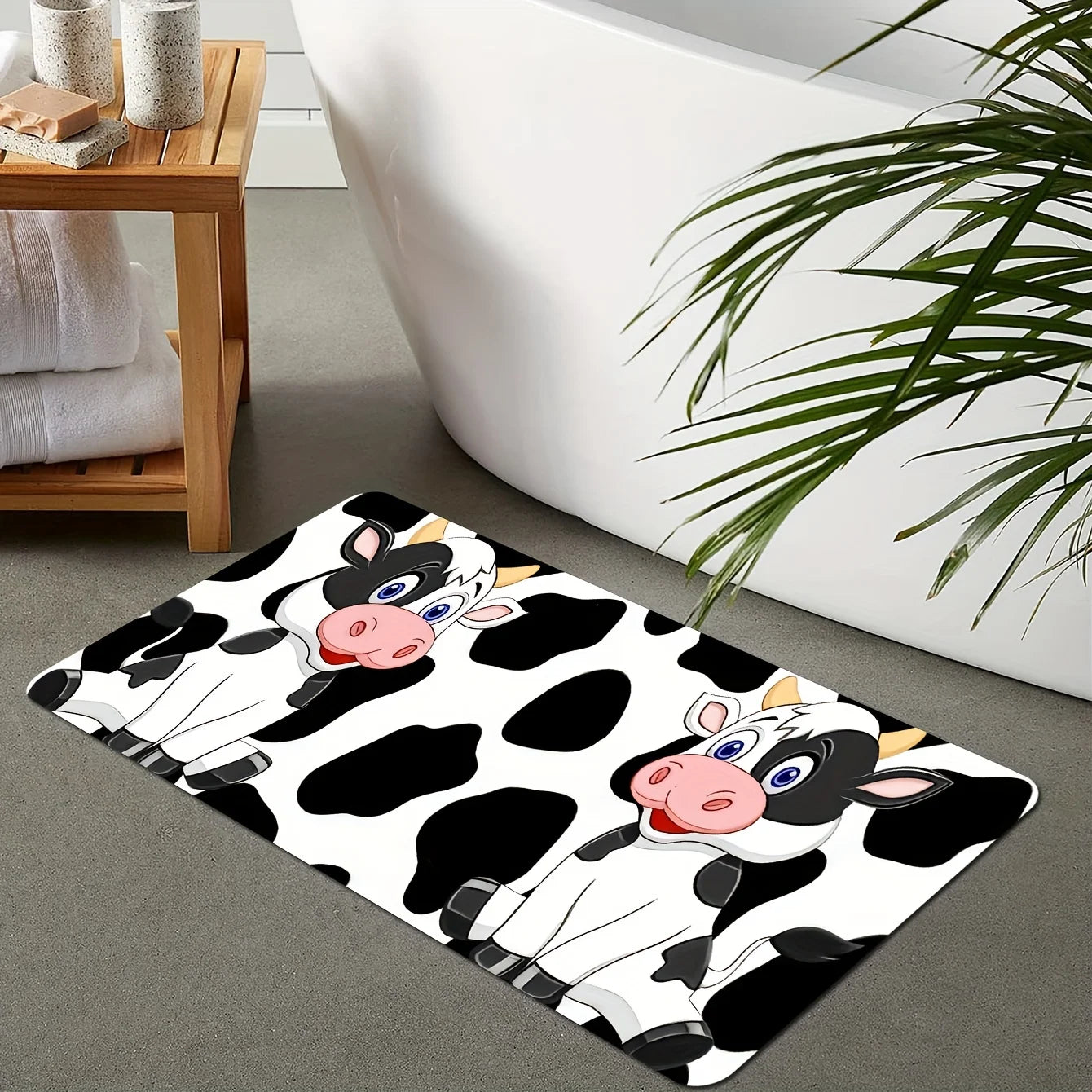 Tapis de bain tropical  vache
