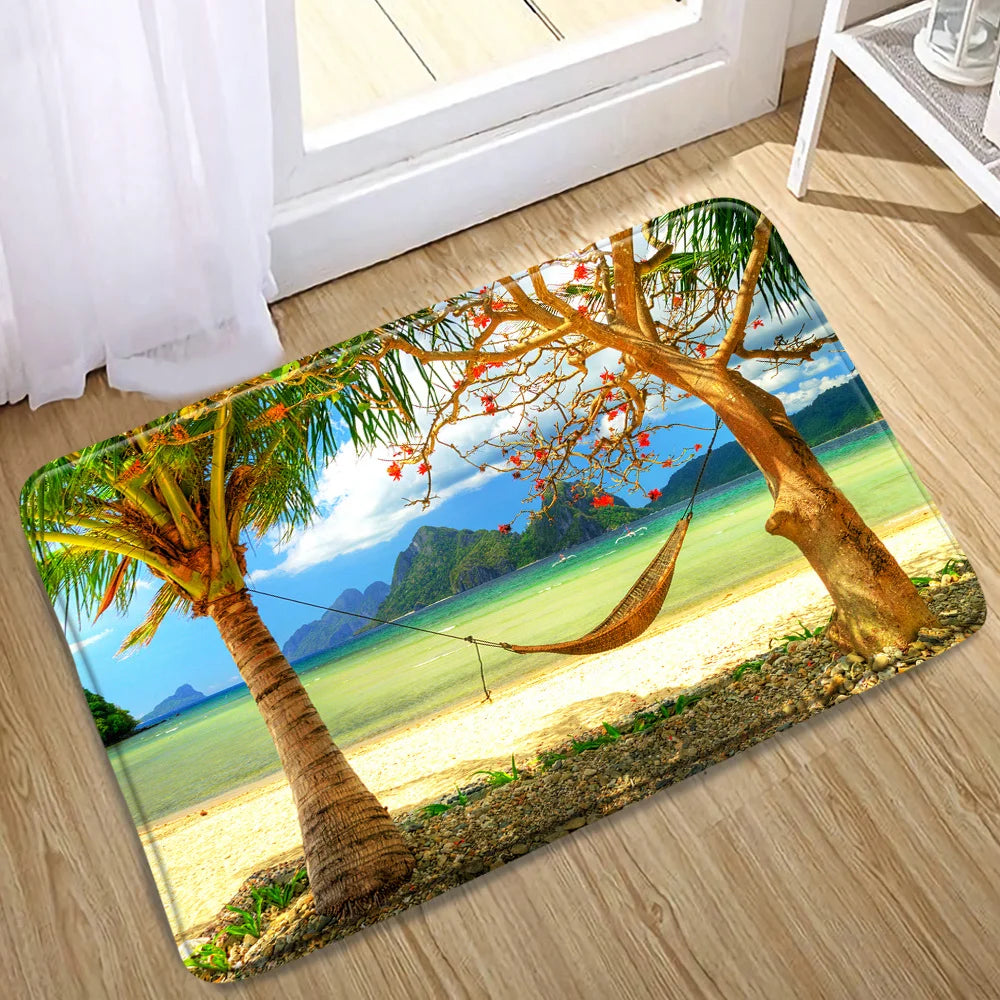 Tapis de bain tropical vue mer