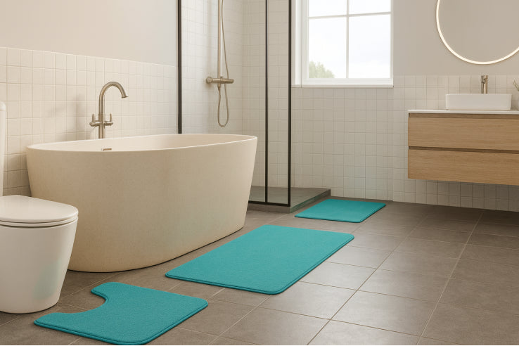 Tapis de bain turquoise douche 