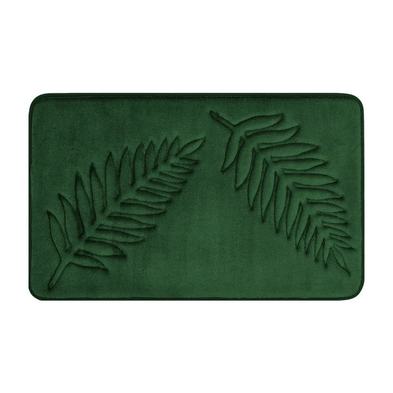 Tapis de bain vert bouteille feuille