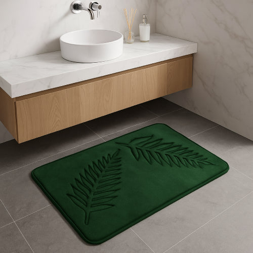 Tapis de bain vert bouteille lavabo 