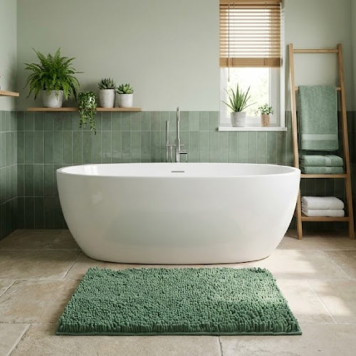 Tapis de bain vert empire baignoire 
