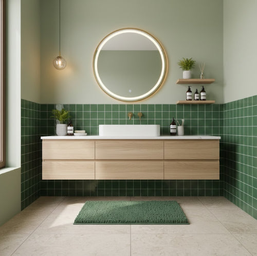 Tapis de bain vert empire  lavabo 