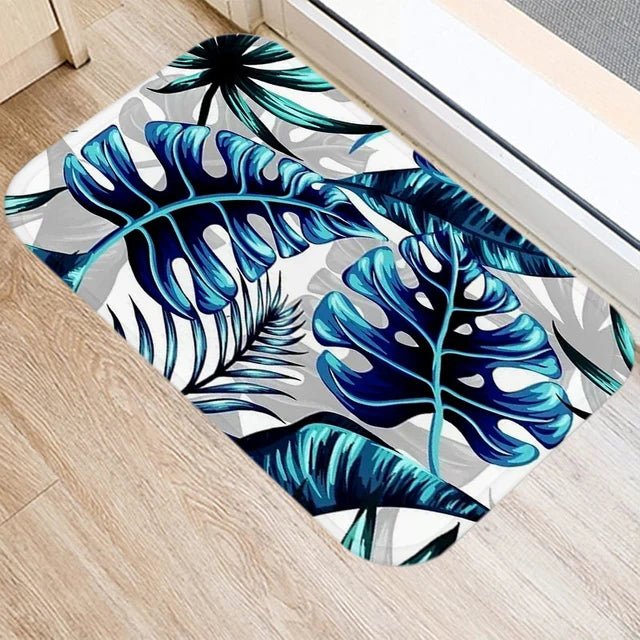 Tapis de bain vert foret bleu